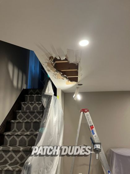 ceiling damage patching up