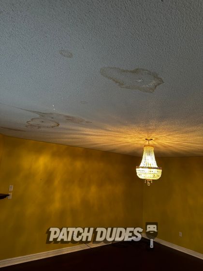 water damaged stucco ceiling repair