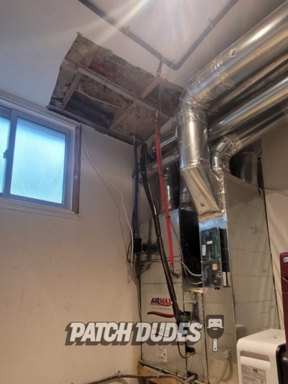 post hvac ceiling drywall repair