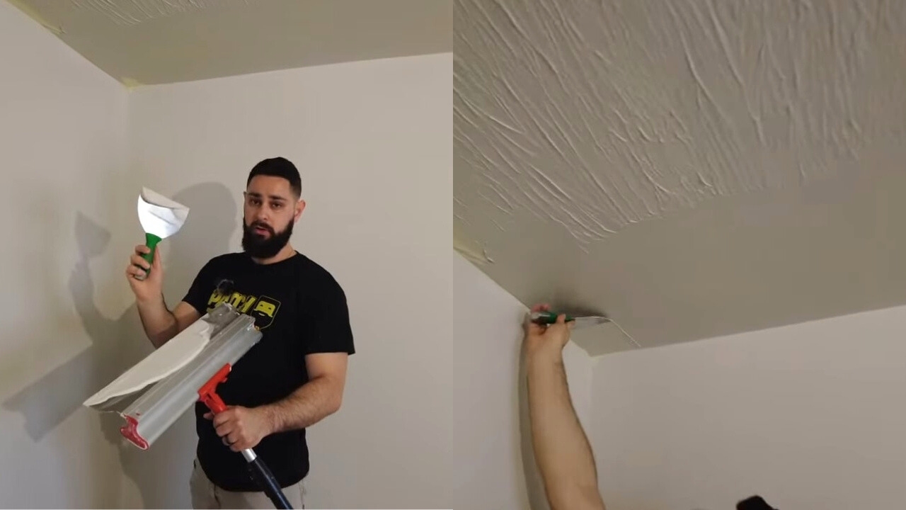 ceiling skimming tutorial step 5 spatula