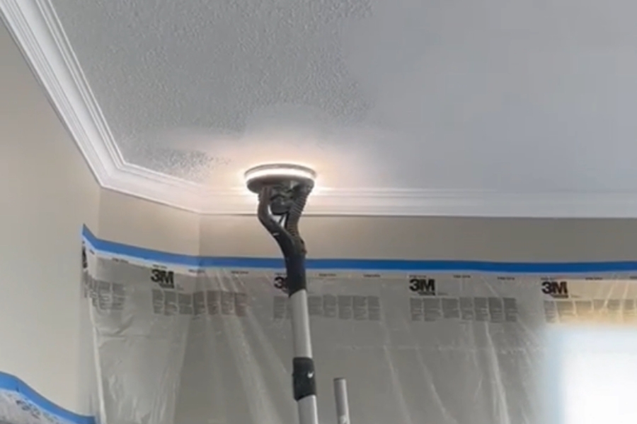 full process popcorn ceiling removal in home