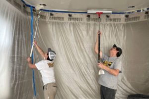 skimming ceilings throughout house