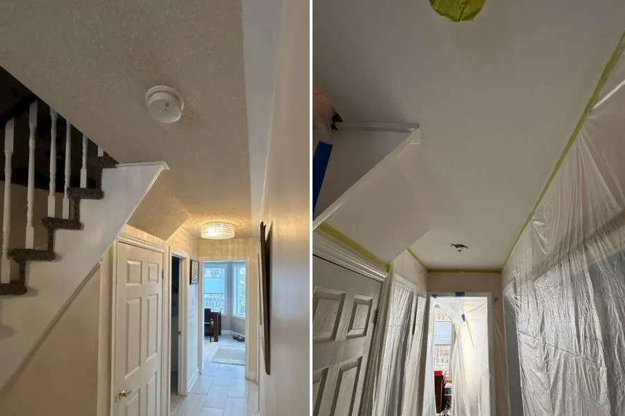 stucco removal in hallway