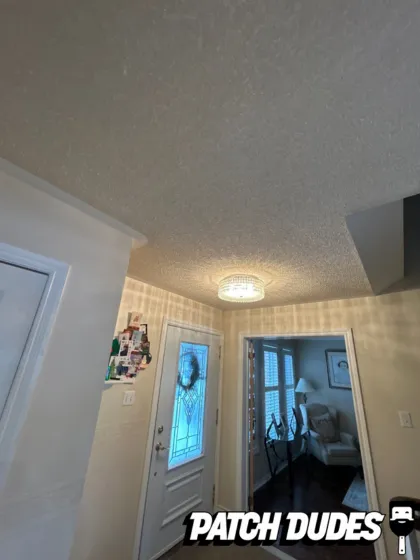 removing popcorn ceilings in foyer before