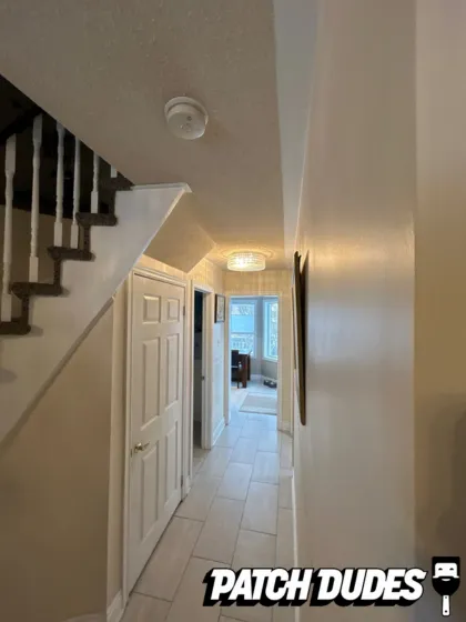 removing popcorn ceilings in hallway before