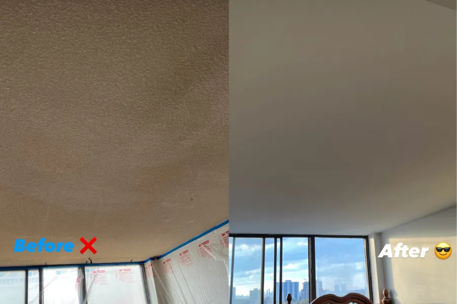 stucco ceiling to smooth ceiling