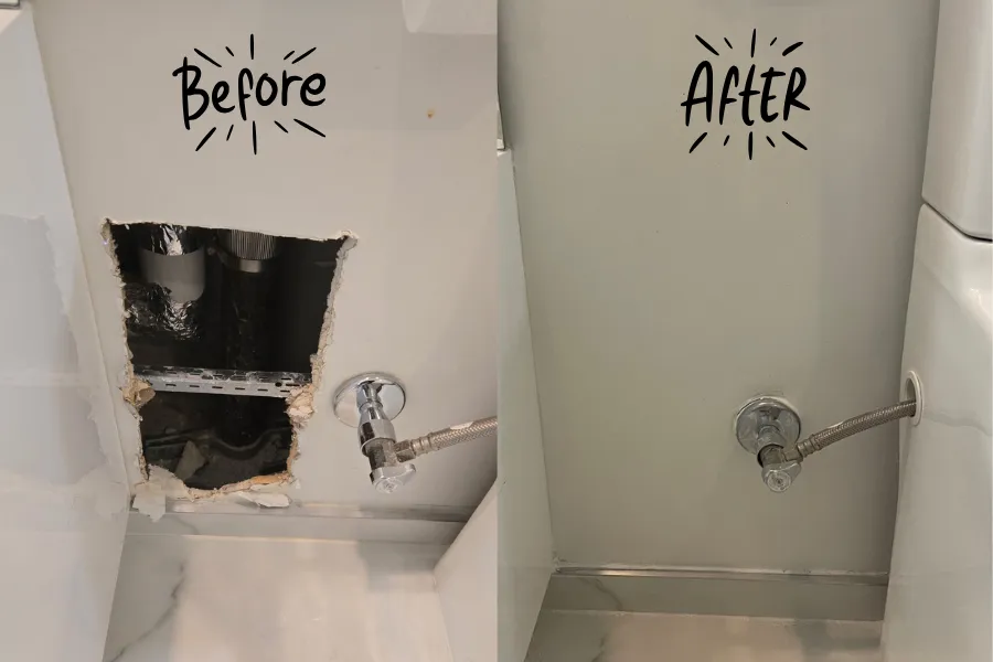 before and after professional drywall repair