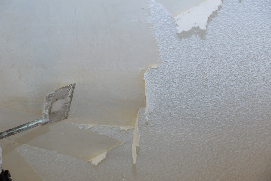 scraping off popcorn ceiling